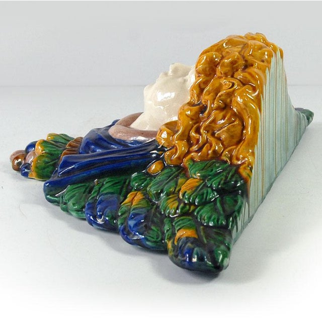 Ceramic Big Italian Majolica Angel Wall Bracket Decoration For Sale - Image 7 of 10