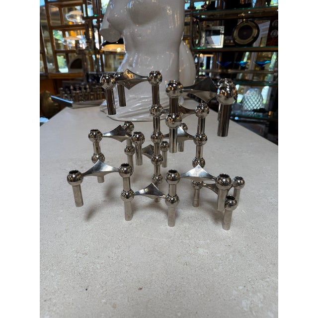 Metal Set of 10 Nagel Stoff Modular Chrome Candle Holders For Sale - Image 7 of 10