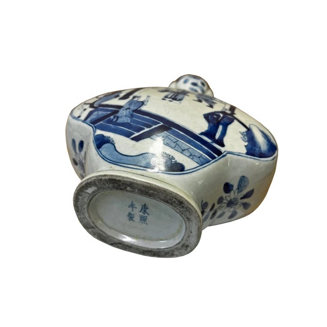 Chinese Blue White Porcelain People Theme Flower Shape Vase For Sale In San Francisco - Image 6 of 7