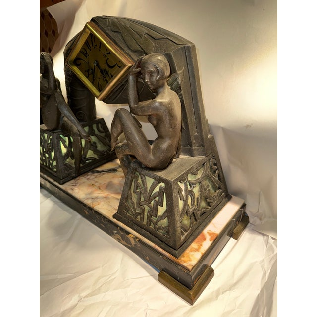 Jacques Limousin, 1920s French Art Deco Portico Clock With Light Up Base For Sale In Los Angeles - Image 6 of 12