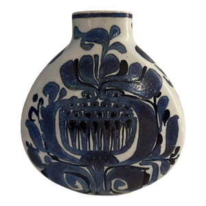 Mid-Century Modern Blue Royal Copenhagen Tenera Flat Vase