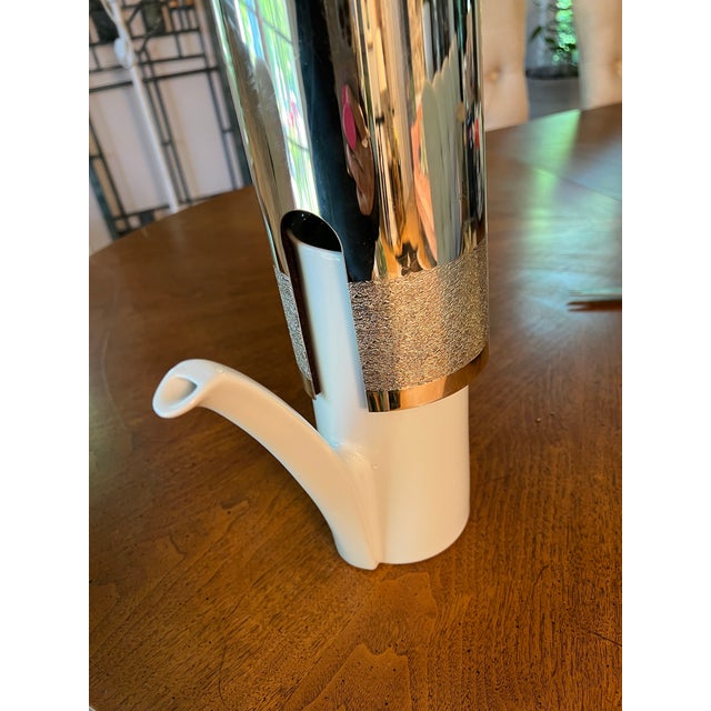 1970s White Ceramic Creamer Cup With Silverplate Cover For Sale - Image 4 of 8