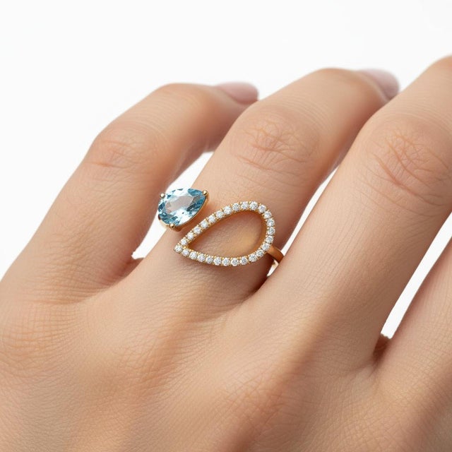 Pear Topaz 14k Gold Ring, Size 7.5 For Sale - Image 4 of 11