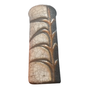 1980s Exquisite Keramik Ireland Crackle Raku Cylinder Vase