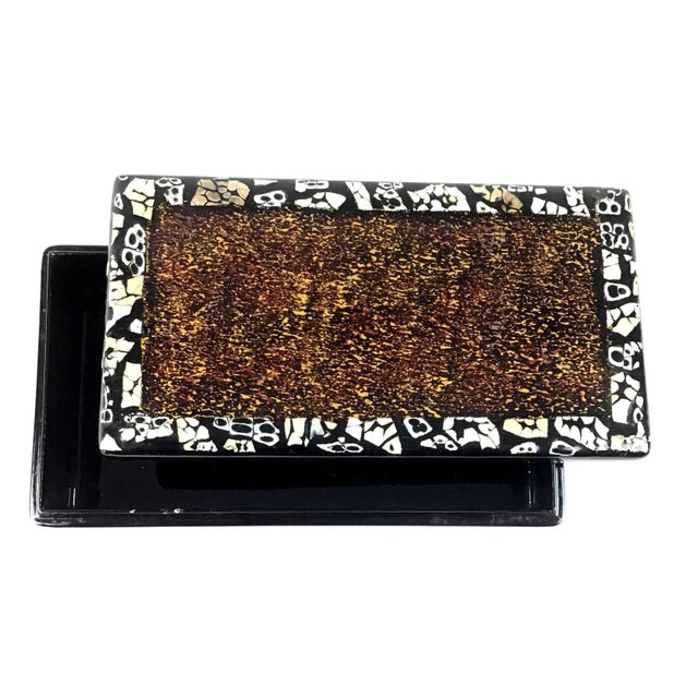 1990s Vintage Artisan Lacquered Covered Box by Artex Saigon For Sale - Image 5 of 13