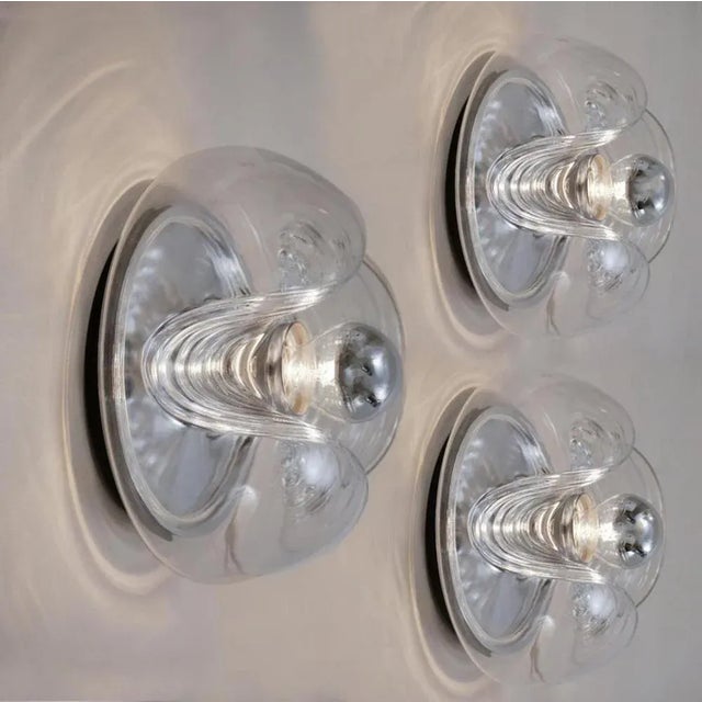 Metal Large Clear Glass Wall Sconce from Peill & Putzler, 1960 For Sale - Image 7 of 13