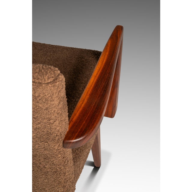 Set of Four (4) Rare Mid-Century Modern Model C-108 Armchairs in Walnut & Brown Bouclé Attributed to Jens Risom for Jens Risom Design, Usa, C. 1950s For Sale - Image 14 of 17