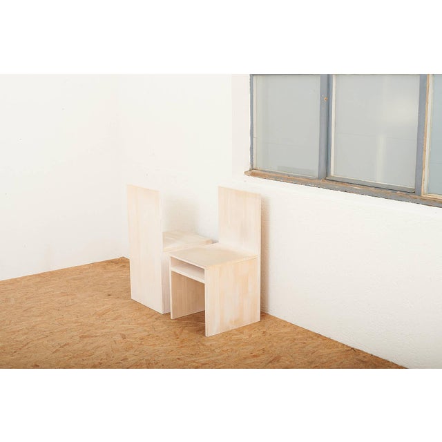 Chairs in Wood Construction with Shelf and White Stained by Felice Dittli, 2006, Set of 2 For Sale - Image 11 of 13