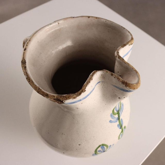 Majolica Jug with Ribbon Handle For Sale - Image 4 of 10