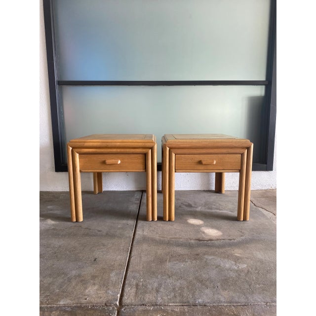 Mid 20th Century Oak Nightstands - a Pair For Sale - Image 11 of 12