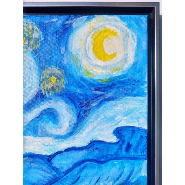 "A Tribute to Van Gogh's Starry Night" Contemporary Post-Impressionist Landscape Painting by Linda McDonough, Framed For Sale - Image 11 of 13