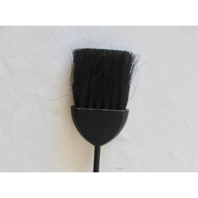 Pilgrim Vintage Mid-Century Brass Black Iron Fireplace Tool Set With Stand- 5 Pieces For Sale - Image 11 of 12