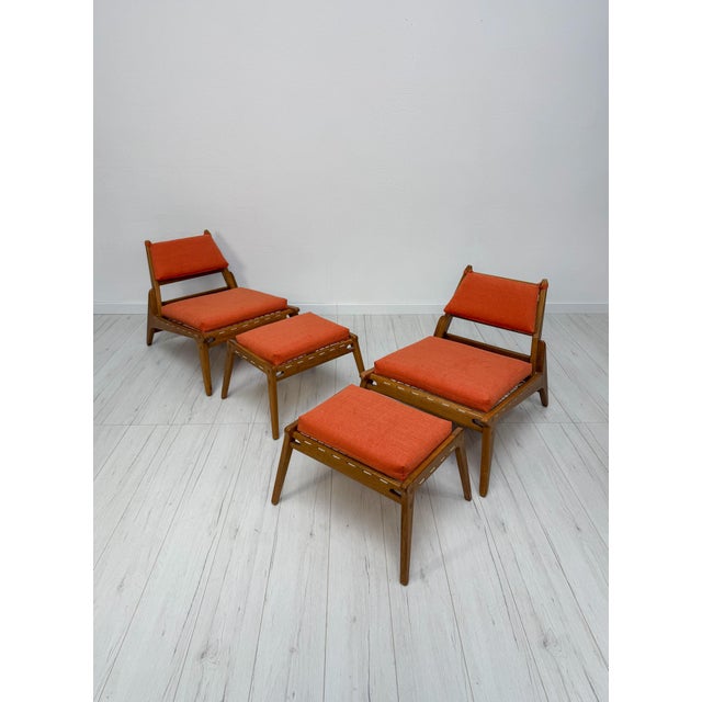 Vintage Hunting Lounge Chairs with Ottomans by Heinz Heger for PGH Annaberg-Buchholz, 1960s, Set of 4 For Sale - Image 17 of 17