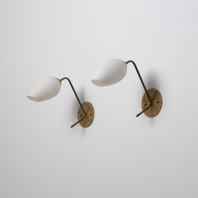 Italian Wall Sconces in Brass and Opaline Glass, 1950s, Set of 2 For Sale - Image 9 of 9