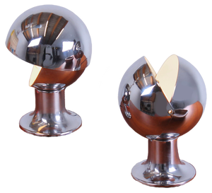 Chrome Eclisse Eyeball Kugel Table Lamps attributed to Hillebrand, 1960s, Set of 2
