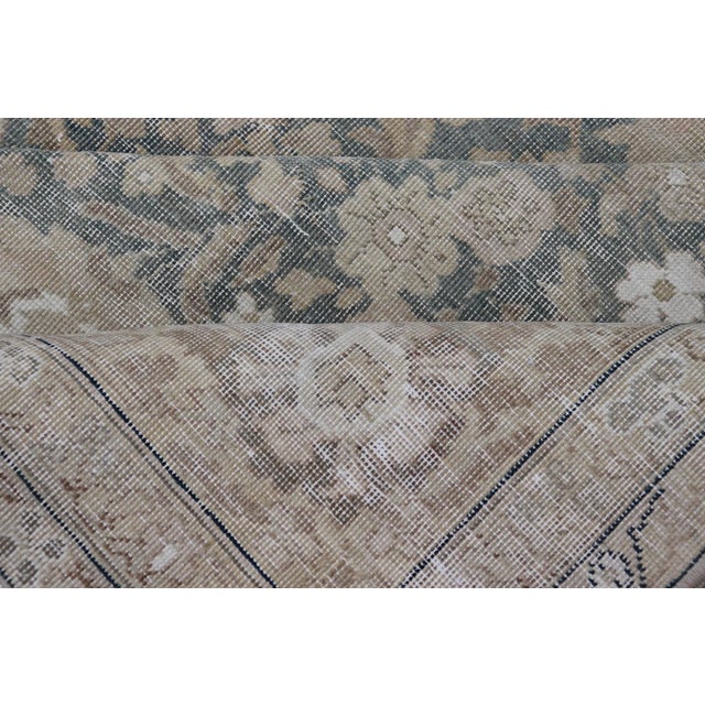 Antique Distressed Tabriz Rug in Teal, Tan, Light Brown 9'8" X 12'5" For Sale - Image 12 of 13