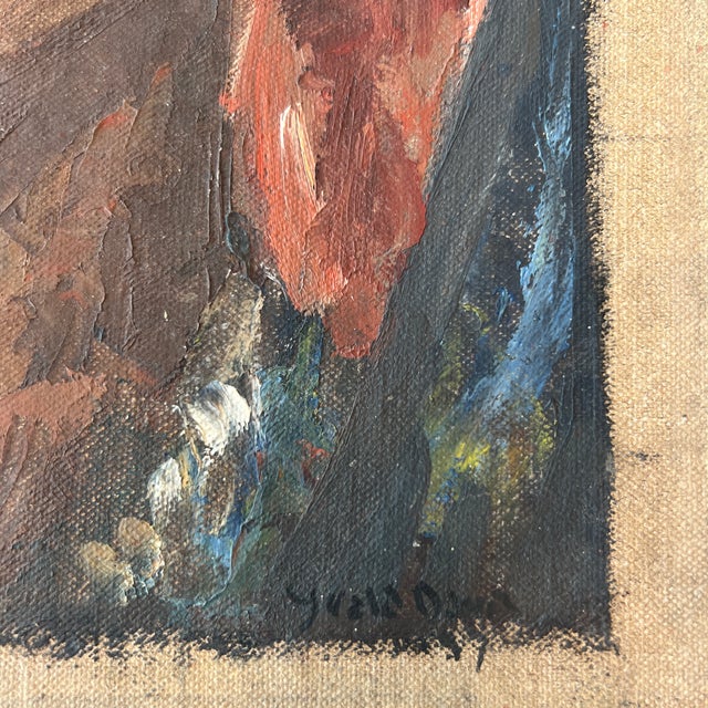 Signed Midcentury 1957 Gerald Davis Portrait Painting For Sale - Image 4 of 5