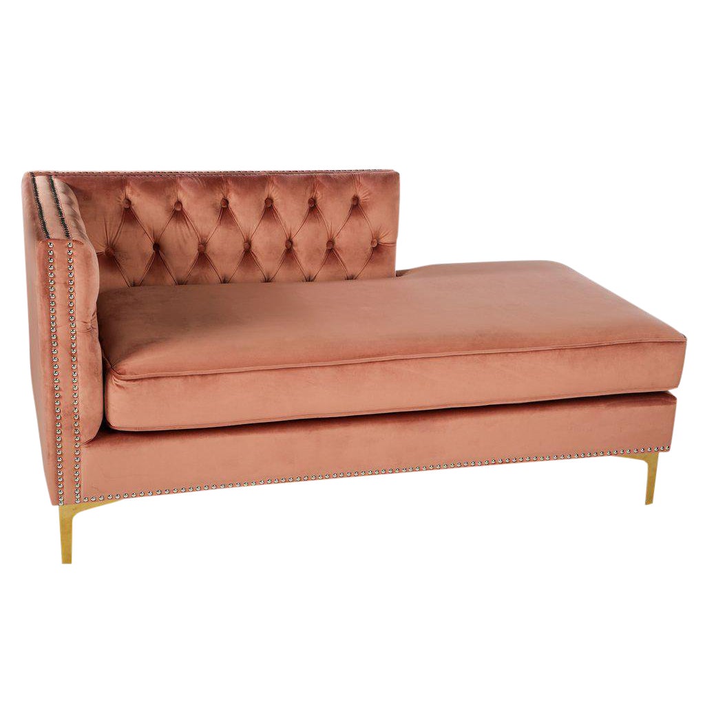 Harper Tufted Pink Rose Velvet Chaise Chairish