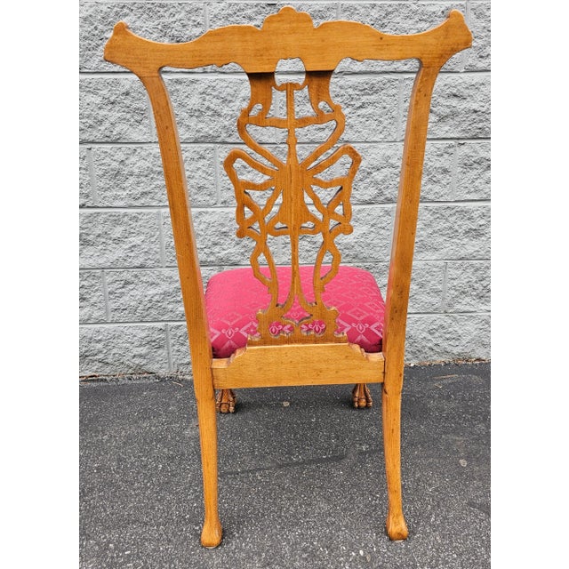 Red 20th Century Chippendale Style Varnished Carved Pine Ribbon-Back Side Chair For Sale - Image 8 of 9