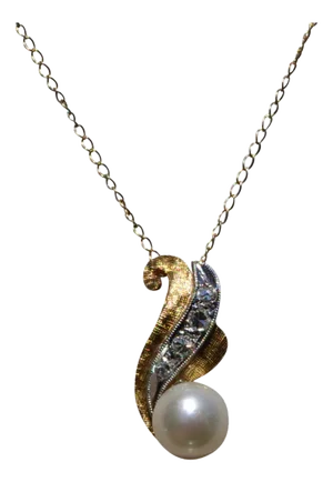 The Mueller: Vintage Pearl and Diamond Pendant