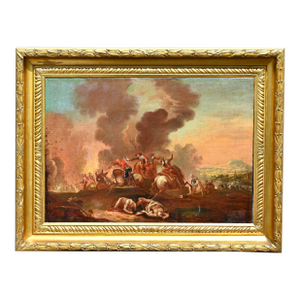 17th Century Old Master Painting, Large Battle Scene, Oil on Canvas