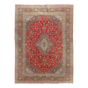 Vintage Red Kashan Hand Woven Rug 10'4 X 14'5