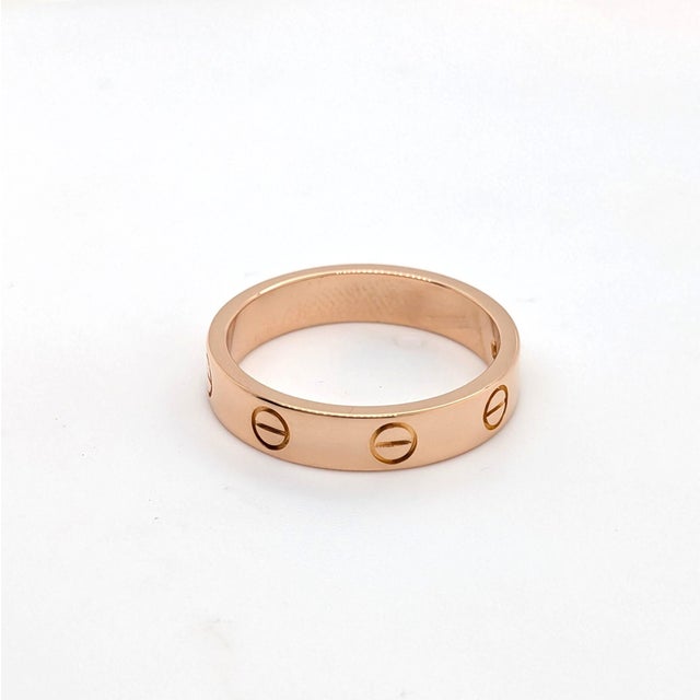 Rose Cartier "Love" Ring With a Single Diamond in 18k Rose Gold - Size 6.75 For Sale - Image 8 of 10