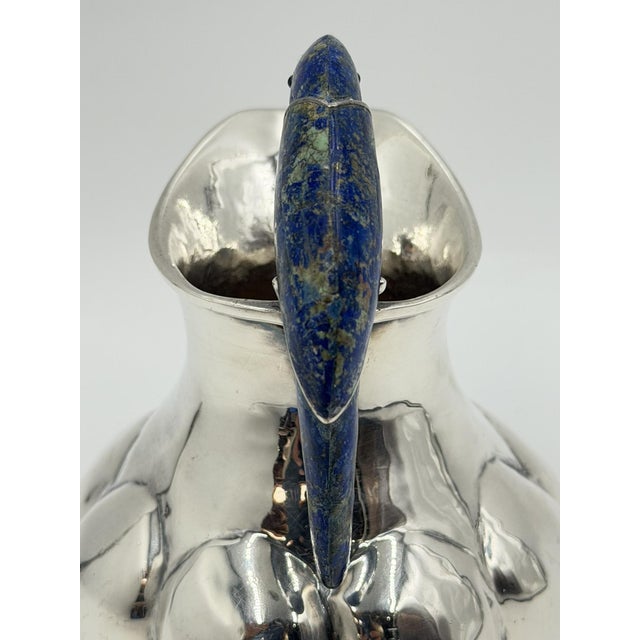 1970s Los Castillo Taxco Silver Plate & Lapis Parrot Pitcher For Sale - Image 14 of 18