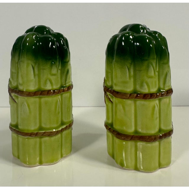 Figurative 1980’s Hand-Painted Asparagus Shaped Salt Pepper Shakers- a Pair For Sale - Image 3 of 7