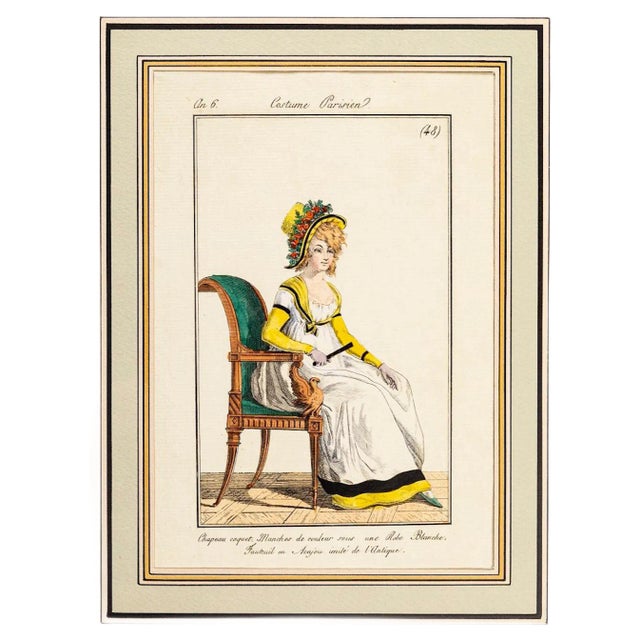 Costume Parisien - Model n. 48 - From Modes et Manières du jour à Paris\. Early 19th Century For Sale