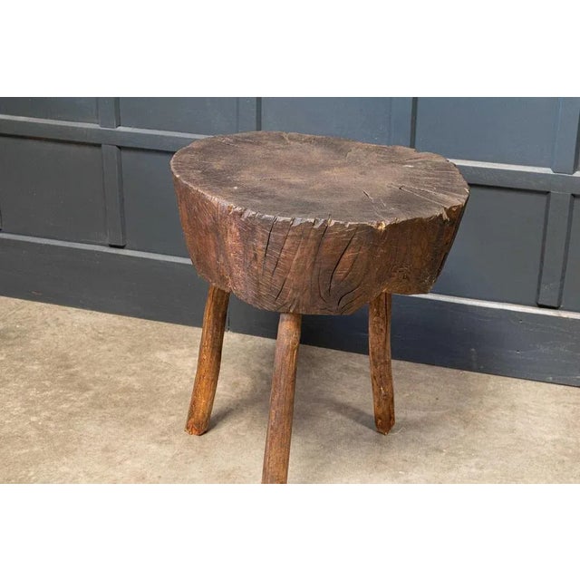 Rustic ​19th Century French Provincial Rustic Elm Chopping Block Table For Sale - Image 3 of 11