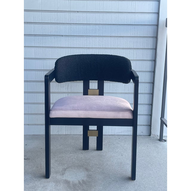New Set of 8 Black and Mauve Armchairs, Dining Chairs For Sale - Image 9 of 13