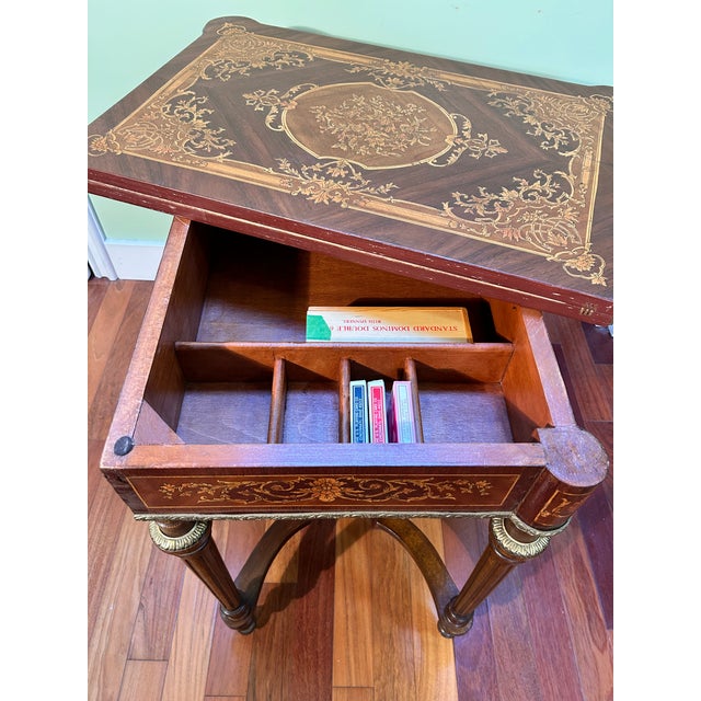 20th Century French Louis XVI-style Marquetry Game Table For Sale - Image 14 of 16