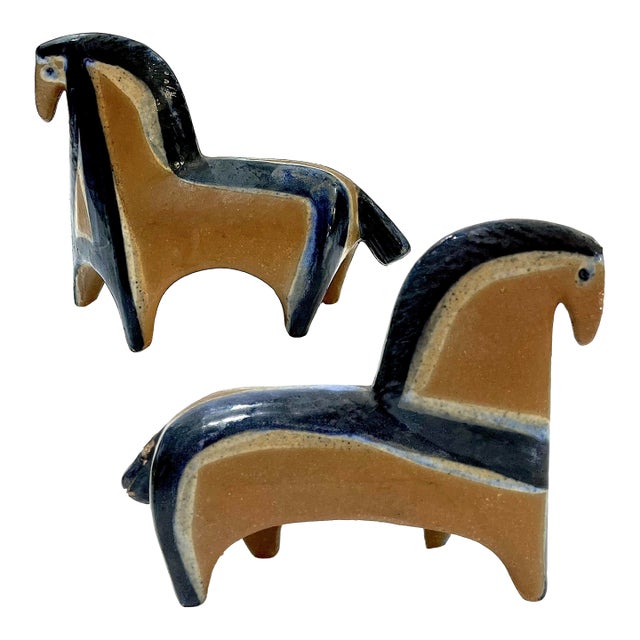 1960's Lisa Larson - Gustavberg - Swedish Lilla Zoo Horses - A Pair For Sale