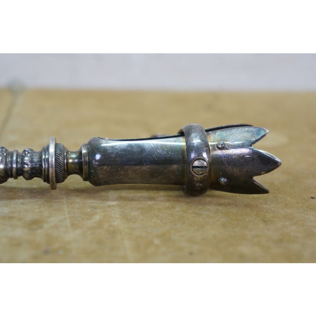 Antique French Silver Meat Carving Fork & Manche a Gigot Lamb Bone Clamp For Sale - Image 10 of 16