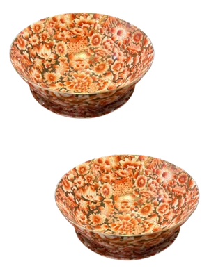 Late 20th Century Signed Chinese Hand Painted Porcelain Bowls- Set of 4