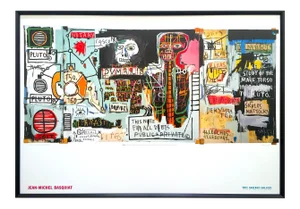 Jean Michel Basquiat Estate Vintage 1999 Lithograph Print Large Framed Tony Shafrazi Gallery Poster " Notary " 1983