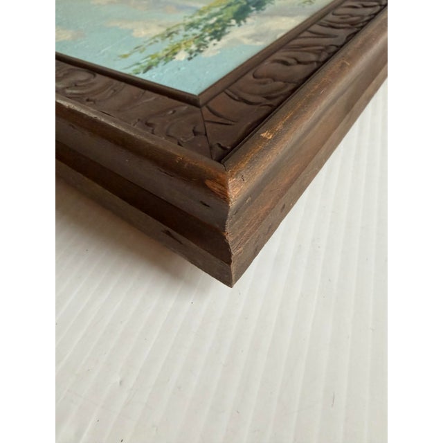 Ramos Catalan 1931 Original Oil Painting Landscape Thatch House by Mountains, Framed For Sale - Image 10 of 12