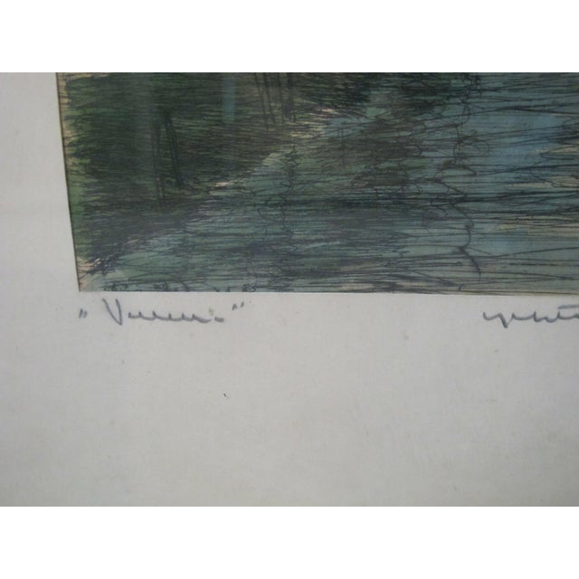 Bela Sziklay Signed Canals of Venice Italy Framed Hand Colored Etching Print #2 For Sale - Image 4 of 7