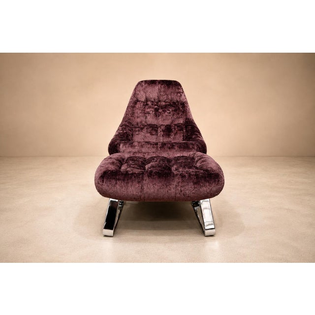 Metal Mp-163 “Earth” Lounge Chair With Ottoman in Tufted Mohair Upholstery, Percival Lafer, 1976 For Sale - Image 7 of 18