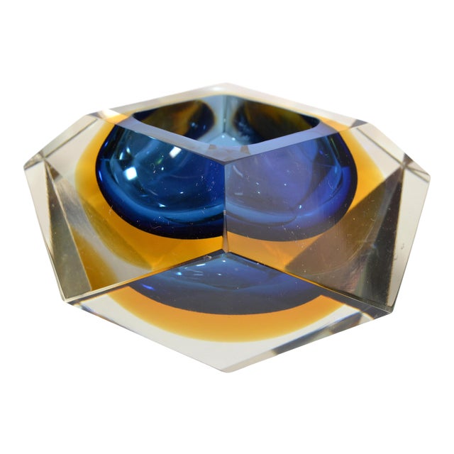 Multi Faceted Murano Glass Ashtray Attributed to F. Poli by