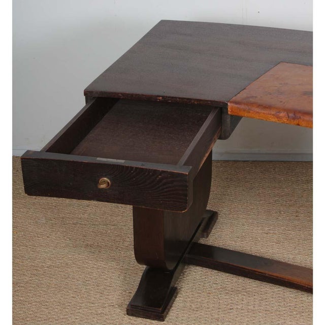1930s Art Deco Desk in Oak and Leather, 1930s For Sale - Image 5 of 13