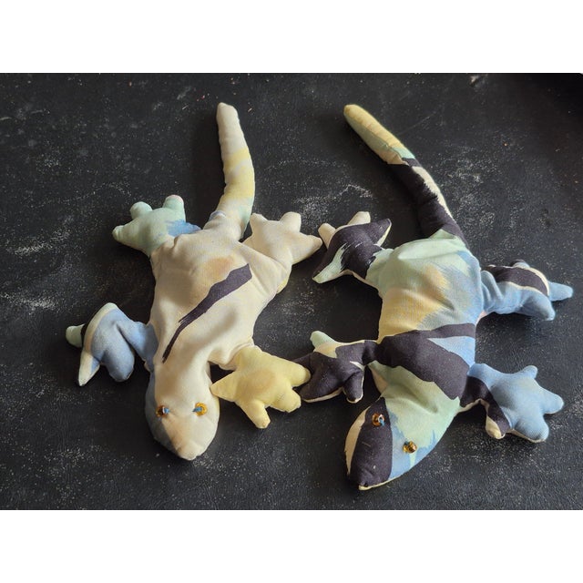 Hand Crafted Textile Treasures- Pair of 1990 Geckos For Sale - Image 14 of 18