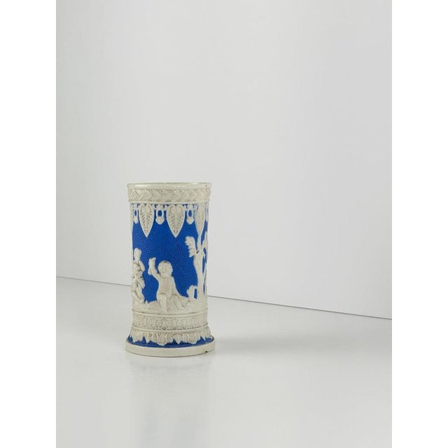 19th Century Parian Ware Spill Vase in Blue and White by Samuel Alcock For Sale - Image 9 of 10