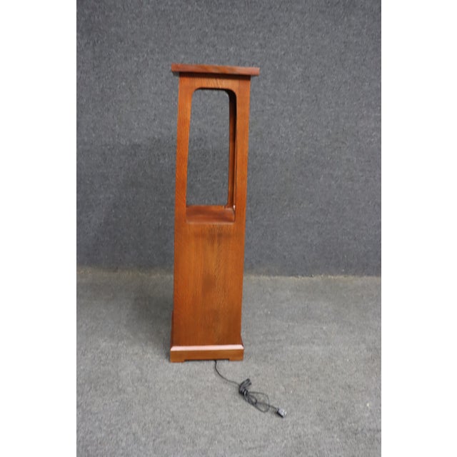 Wood Stickley Quarter Sawn Oak Lighted Display Pedestal Cabinet For Sale - Image 7 of 14