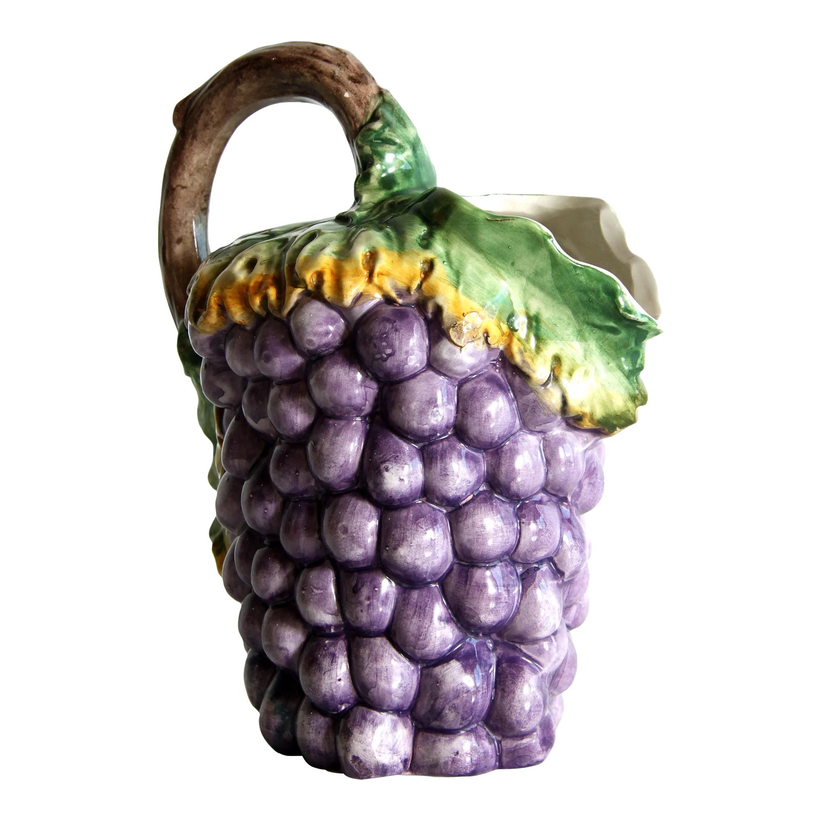 Vintage Italian Trompe l'Oeil Grapes Cluster Water / Cocktail Pitcher