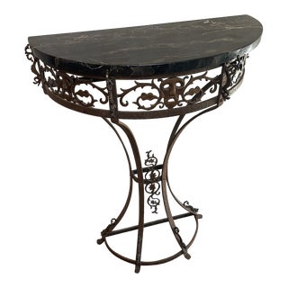 Early 20th Century Antique Oscar Bach Demi-Lune Console Table For Sale
