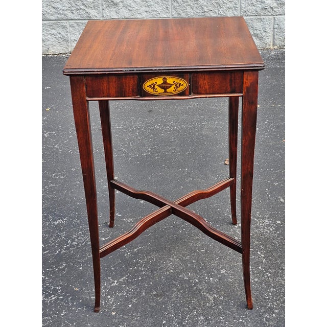 Traditional Early 20th Century George III Style Inlaid Mahogany Square Table For Sale - Image 3 of 10