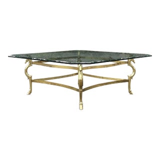 Late 20th Century Vintage Regency Polished Brass Horse Head Coffee Table After Maison Jensen For Sale