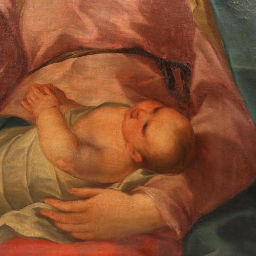 Venetian School Artist, Holy Family, Oil on Canvas For Sale - Image 6 of 11